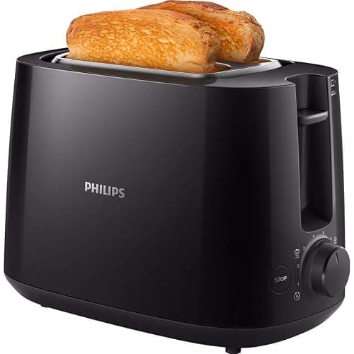 Philips Bouilloire Électrique - 1.7 L, Couvercle à Ressort et Voyant Lumineux, En Verre, Socle 360° (HD9339/80) & Grille-pain - 2 Fentes, 8 Réglages, Réchauffe-Viennoiseries, Noir (HD2581/90) thumbnail 5
