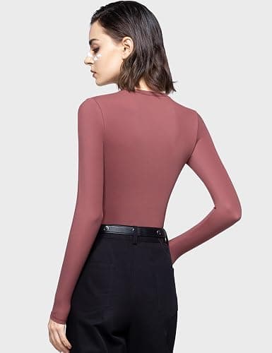 PUMIEY Women's Long Sleeve T Shirts Crew Neck Slim Fit Tops Sexy Basic Tee Smoke Cloud Pro Collection thumbnail 5