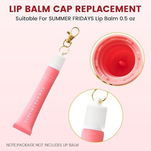 LCYATSI 3 Pcs Lip Gloss Keychain, Compatible for Summer Fridays 0.5 Oz Lip Balm, Portable Lipgloss Holder Keychains with Cherry Charm (No Lip Balm) thumbnail 2