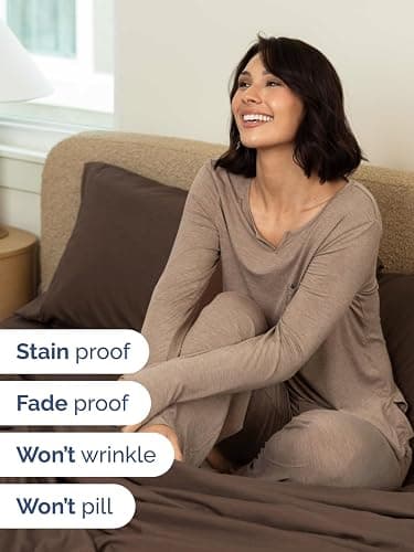 Extra Deep Pocket Queen Sheet Set - 4 Piece Breathable & Cooling Bed Sheets - Hotel Luxury Sheet Set - Ultra Soft, Wrinkle Free & Comfy - Easily Fits Extra Deep Mattresses - Deep Pocket Brown Sheets thumbnail 4