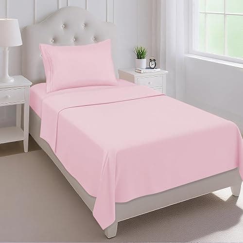 Mejoroom Twin Sheet Set - Hotel Collection Twin Sheets - Bedding Sheets & Pillowcases with Deep Pocket Fitted Sheet, Breathable, Wrinkle & Fade Resistant - 3 Piece(Twin,Blush Pink) - Image 1