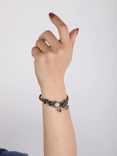 MINACHI Vintage Ceramic Beads Starfish Charm Bracelet, Jewelry Set for Women, Pack of 2 thumbnail 4