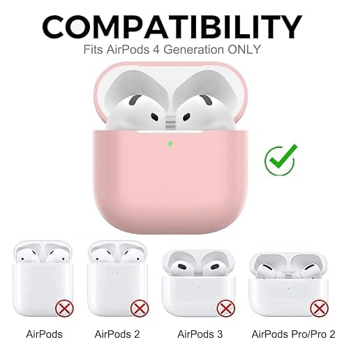 Nemteur Coque pour Airpods 4, Étui de Protection Mince en Silicone pour AirPods 4th 2024 (USB-C) Skin Front LED Visible Silicone Case, Rose thumbnail 4