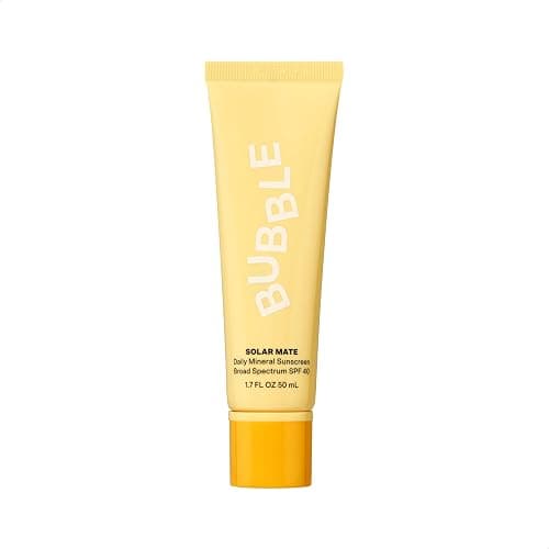 Bubble Skincare Solar Mate Mineral Face Sunscreen Broad Spectrum SPF 40 - Zinc Oxide Sunscreen with Blue Light Protection & Ginseng Extract - Sheer, Lightweight Coverage With No White Cast (50ml) - Image 1