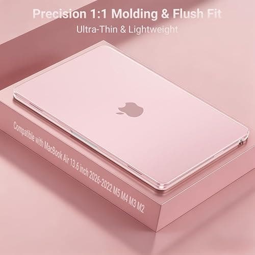 MOSISO Compatible with MacBook Air 13 inch Case M5 2026 M4 2025 M3 M2 2024-2022 A3449 A3240 A3113 A2681, Hard Shell&Keyboard Cover&Screen Film&Type C for MacBook Air 13.6 inch Case, Baby Pink thumbnail 4