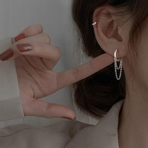 SLUYNZ 925 Sterling Silber Creolen Ohrringe Kette für Damen Frauen Hängend Ohrringe thumbnail 3