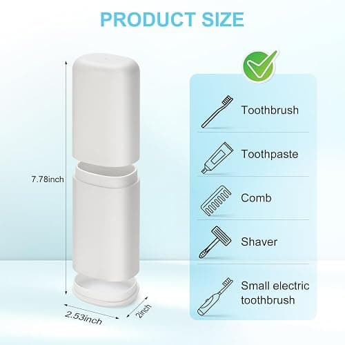 Travel Toothbrush and Toothpaste Case,Portable Tooth Brush Holder,Large White Toothbrush Container with Mouthwash Cup,2 in 1 Toothbrush Organizer for Traveling,Camping,School,Home thumbnail 3