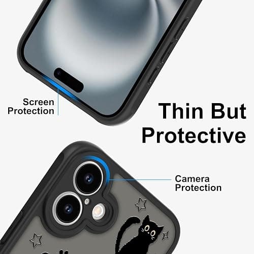 Heaofei Cute Magnetic Case for iPhone 16 Case [ Compatible with MagSafe ] with Black Cat Cats Pattern Design for Women Girls Boys, Soft Bumper Hard Back Kawaii Animal Protective Phone Cover thumbnail 4