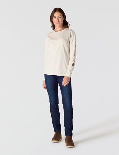 Carhartt Women's Loose Fit Heavyweight Long-Sleeve Logo Sleeve Graphic T-Shirt thumbnail 4