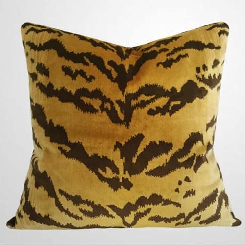 ArogGeld The Tiger Velvet Pillow Cover Tiger Print Throw Pillow Cover Animal Print Pillow Covers Cushion Cover Rustic Decortaive Pillowcase with Zipper Home Decor 18x18 Inch - Image 1