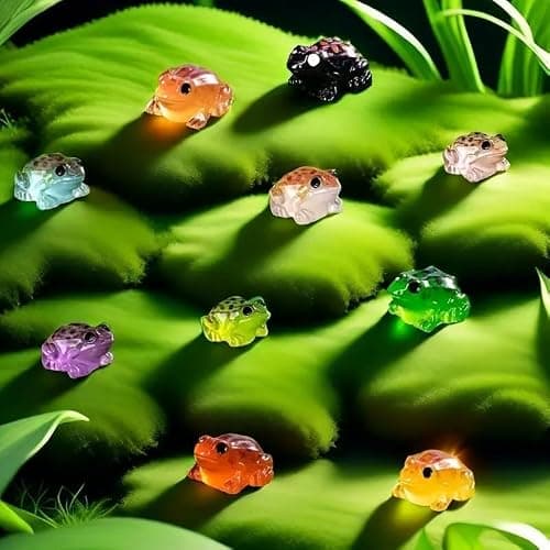 Exasinine 50Pcs Luminous Mini Resin Frog 10 Colors Miniature Frog Figurines Tiny Animals for Crafts Fairy Garden Micro Moss Landscape Aquarium thumbnail 2