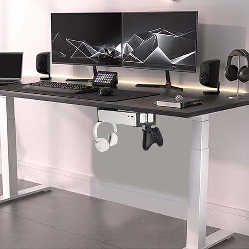 Chanvoo Aluminum Under Desk Mount Compatible with Xbox Series S, Xbox One S/X, Xbox 360, Securing Under Desk Bracket with Detachable Controller & Headphone Holder Kit No Drill (Black) thumbnail 7