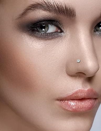 Yaalozei 18G 20G Nose Rings Piercings Hypoallergenic Nose Studs 316L Surgical Steel Heart Nose Rings L Shaped Straight Screw Nose Piercing Jewelry for Women Men Silver Black Rose Gold Colorful thumbnail 4
