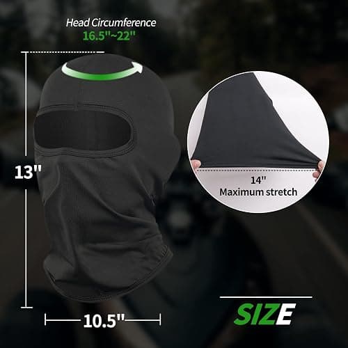 LONGKING Sturmhauben,Skimaske,Balaclava für Damen und Herren–UV-Schutz,Winddicht Warm,Motorradfahren,Snowboarden für Radfahren Outdoor Sports - Einheitsgröße - Schwarz thumbnail 6