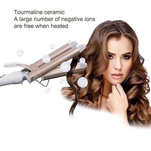 MENQANG Fer à boucler onduler, 3 Barils Fer à Onduler Fer à onduler Grandes Bigoudis pour Cheveux Long/Courts pour Femme Diamètre 22mm thumbnail 6