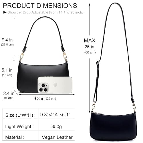 NIUEIMEE ZHOU Shoulder Bag for Women Retro Vegan Leather Classic Clutch Tote HandBag thumbnail 4