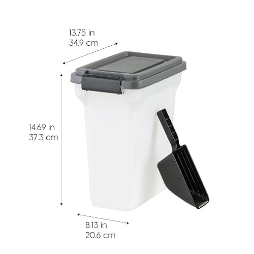 IRIS USA Dog Food Storage Container, Airtight Lid, 2-Cup Scoop, Up to 13 Pounds Pet Food Storage, Versatile Pet Food Bin, Treats, BPA Free, Dark Gray thumbnail 3