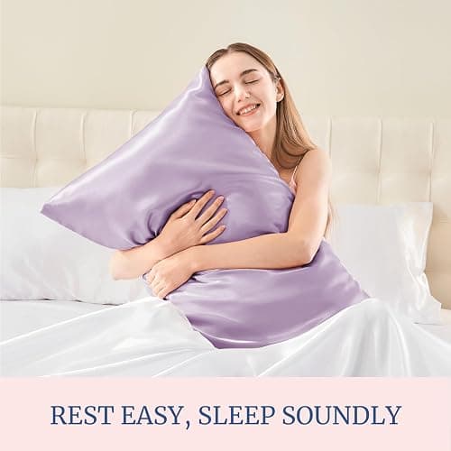 BEDELITE Satin Pillowcase for Hair and Skin, Super Soft and Cooling Similar to Silk Pillow Cases 2 Pack with Envelope Closure, Gift for Women Men(20"x26" Standard Size, Lavender) thumbnail 6