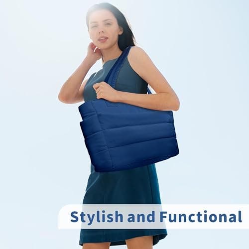 TOPDesign Puffer Tote Bag for Women, Lightweight Puffy Handbag with Compartments, Quilted Shoulder Bag for Work, Travel, Gym thumbnail 3