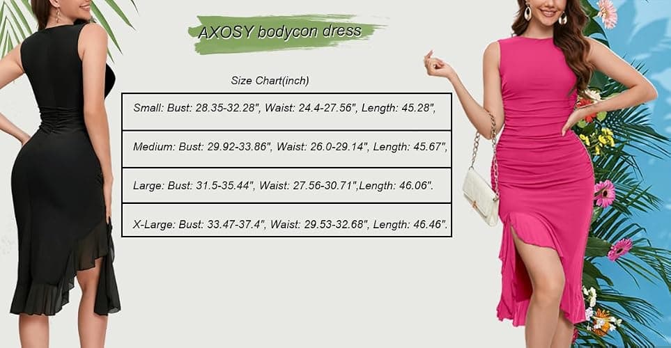 Women's Midi Bodycon Dress Summer Sleeveless Ruffle Mermaid Dress Cocktail Party Tank Dresses for Wedding Guest thumbnail 4