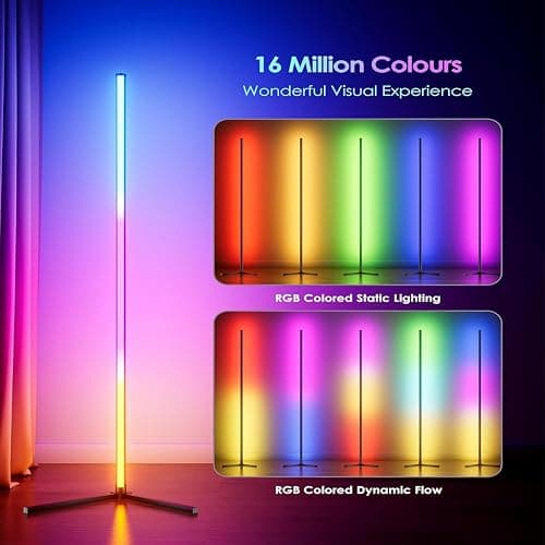 Corner Floor Lamp, 2 Pack LED Corner Lamp with App/Remote/Button Control, Smart RGB Floor Lamp with 16 Million DIY Colors & 68+ Scene, 300+ Scene, Music Sync for Living Room, Bedroom, Gaming Room thumbnail 2