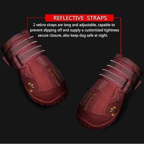 QUMY Dog Shoes for Large Dogs, Medium Dog Boots & Paw Protectors for Winter Snowy Day, Summer Hot Pavement, Water-Resistant in Rainy Weather, Outdoor Walking, Indoor Hardfloors Skid-Resistant Sole thumbnail 5