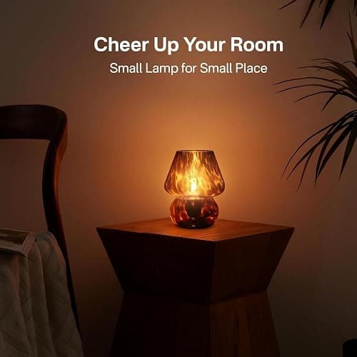 Dawnwake Mushroom Lamp Small Lamp Table Lamp for Bedroom, Desk Bedside Lamps for Living Room,Mushroom Decor Cute Mini Modern Mid Century Lamps for Night Stands,Aesthetic Home Living Room Decor(Black) thumbnail 8