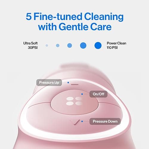 usmile C30 Cordless Water Flosser, 300ml Large Tank, 5 Pressure Levels Deep Clean, S-Shaped Nozzles for Braces & Sensitive Gums, USB-C Rechargeable, IPX7 Waterproof, Portable Travel & Home Use(Pink) thumbnail 4