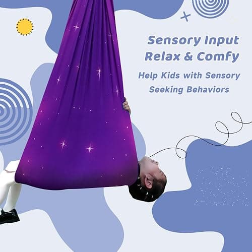 Sensory Swing for Kids & Adults, Indoor & Outdoor Double Layer Therapy Swing, Cuddle Swing with 360°Swivel Hardware Holds to 300LBS for Calming, Relaxing and Autism, ADHD or SPD thumbnail 5