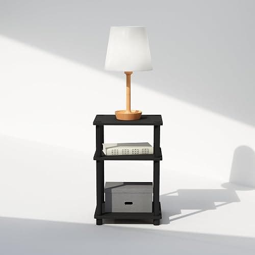 Furinno Just 3-Tier Turn-N-Tube Open Storage Nightstand, 1-Pack, Plastic Poles, Americano/Black thumbnail 5