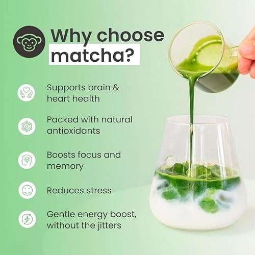 PureChimp Ceremonial Grade Matcha Powder 50g. 100% Pure Green Tea. Shade-Grown for MatchaLatte, Teas & Recipes. Recyclable Glass Jar. Antioxidant-Rich. thumbnail 4