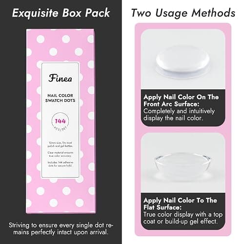 Finea 144pcs Gel Nail Polish Color Display Swatch Dots with Stickers Clear Transparent Acrylic Plastic Labels Nail Art Paint Color Analysis Chart Sample Accessories Nail Tech Must Have Salon Supplies thumbnail 4