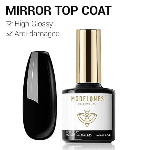 Modelones Top Coat Semipermanente 10ml No Wipe Top Coat UV LED Esmalte en Gel de Uñas para Uñas de Gel Nail Art Manicura thumbnail 2