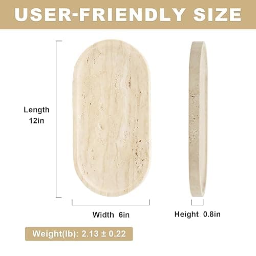 Koville Italian Travertine Tray, 12"x6" Vanity Decorative Marble Tray for Countertop, Catchall Tray for Perfume, Candles, Jewelry Dish Tray thumbnail 3
