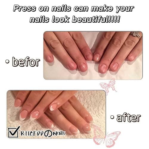 24 Pcs Polka Dot Press on Nails Almond Fake Nails Medium Nails Press Ons with Bow Grid Design Full Cover Glossy Artificial Reusable Stick on Nail for Women thumbnail 6