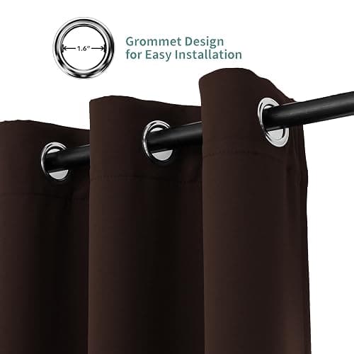 Pickluc Blackout Curtains 63 Inches Long 2 Panels, Light Blocking Drapes for Bedroom, Thermal Insulated, Noise Reduction, Privacy Protection, Chocolate Brown, 52" Wide x 63" Length thumbnail 4