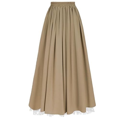 Women's Renaissance Skirt Victorian Peasant Double-Layer Maxi Long Skirt thumbnail 2