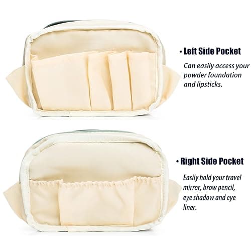 Hekyip Half Moon Cosmetic Beauty Bag for Purse Travel Handy Makeup Pouch for Women Girls (PINK) - Rectangular Grayish Blue thumbnail 6