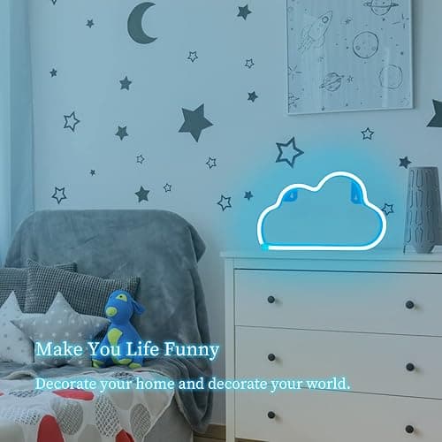 Cloud Neon Sign Blue Cloud Light Sign for Wall Decor,Battery or USB Powered Clouds Shaped LED Sign Decoration Lights for Bedroom Aesthetic Teen Girl Kid Room Christmas Birthday Wedding Party thumbnail 6