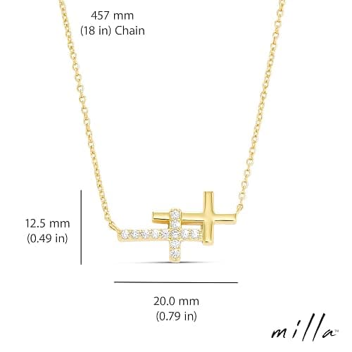 Milla 14K Gold Plated Cross Necklace for Women, Silver Cross Necklaces for Women, 18 inches Chain with Cross Pendant thumbnail 3