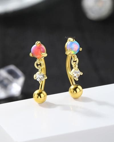 Agrewd Vintage Rook Earrings Dangle 16G Pink Opal Eyebrow Rook Rings Stainless Steel Rook Eyeborw Piercing Jewelry thumbnail 5