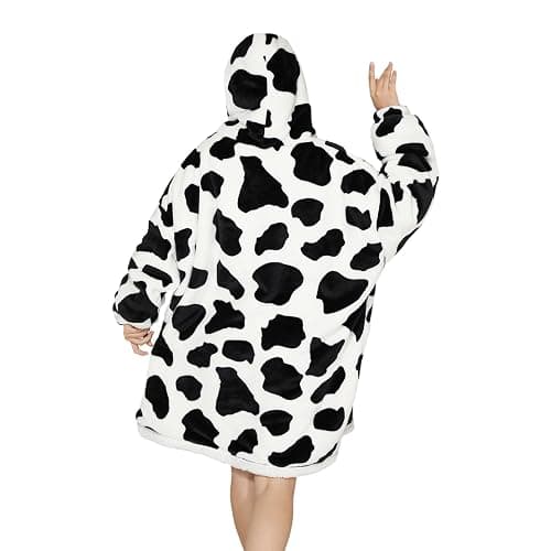 Deserthome Wearable Blanket Hoodie Oversized Hooded Blanket for Adult Women Super Soft Comfortable Warm Flannel Cow thumbnail 4