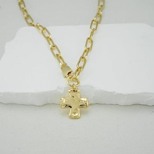 Bheop Chunky Cross Necklace for Women Trendy Gold Silver Layered Statement Cross Pendant Charm Necklace Vintage Paperclip Herringbone Snake Choker Chain Costume Jewelry Set Gift Non Tarnish thumbnail 8