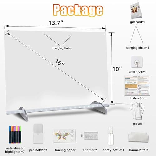 Led Note Board with Colors,16''Drawing Tablet,6 Modes & 8 Colors Light Up Drawing Board,Kids Toy with 13 Light Effects,Birthday Holiday Day Gifts for Girls & Boys Age 3+,7 Markers & Tracing Book thumbnail 2