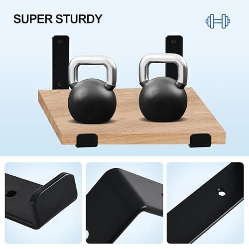 12 inch Shelf Brackets for DIY Floating Shelf, 1/5 inch Thick Heavy Duty Floating Shelf Bracket, Fit for Home, Kitchen, Bathroom, Garage, Living Room, 6-Pack Black, 11.25” x 6” x 1.5” thumbnail 4