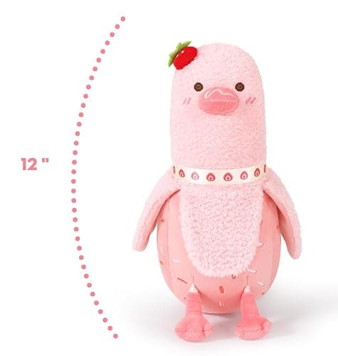 PEACH CAT Strawberry Cake Banana Duck Plush Pillow with Cream Candy Body Stuffed Animals Cute Dessert Plushies Toy Gifts for Kids Pink 12" thumbnail 3