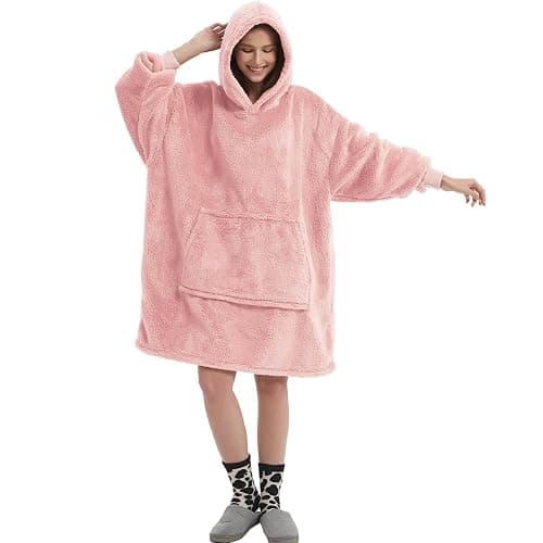 FELOVE Hoodie Decke Ärmeln Kuschelpullover Mit einer l großen Tasche,Tragbare Decke Ultra Soft Bequemer Kuschel Erwachsene Hoodie,Warm Kuscheldecke weich als Geschenke für Frauen Freundin Mütter thumbnail 3