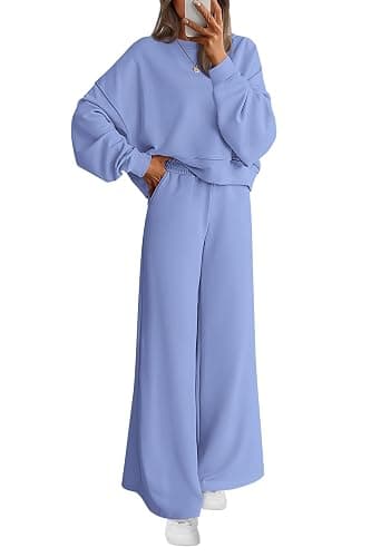PRETTYGARDEN Women 2 Piece Outfits 2025 Fall Sweatsuits Crewneck Sweatshirt Wide Leg Sweatpants Lounge Sets Tracksuit - Image 1