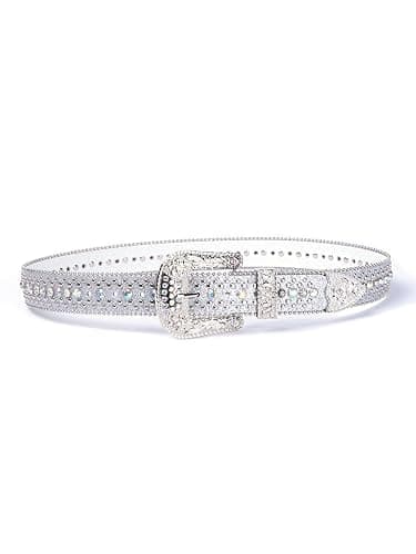 Strapvia Rhinestone Bling Gothic Belt with Crystal Diamond for Halloween - Western Cowboy/Cowgirl Belt for Jeans thumbnail 2