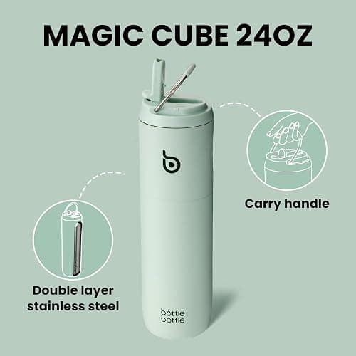 bottlebottle Stainless Steel Water Bottle with Straw and Lid, Sports Insulated Metal Water Bottle with Handle, Light Green, 700ml thumbnail 3
